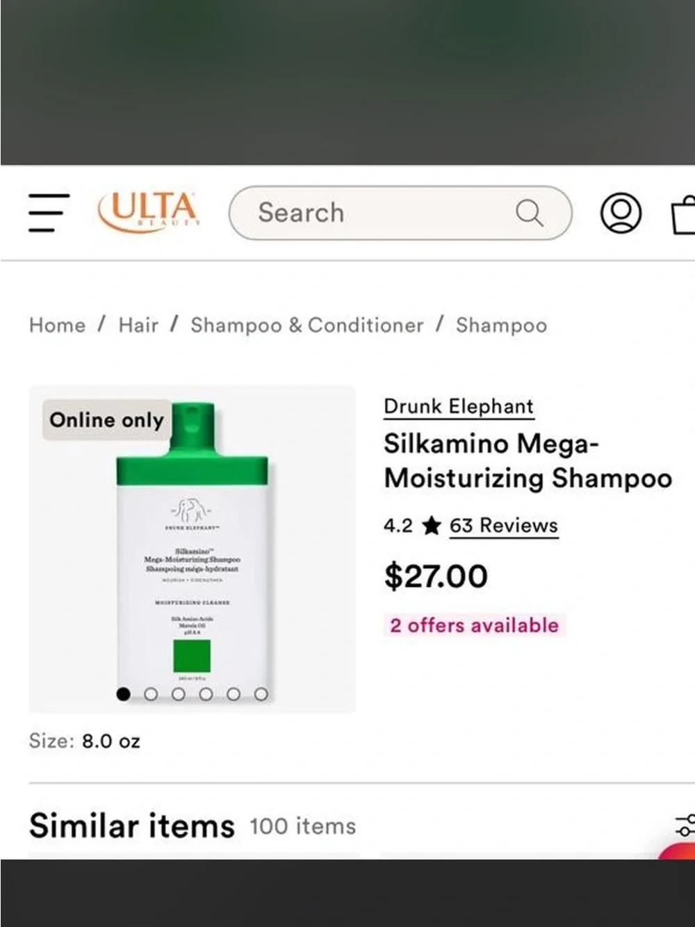 New/sealed Drunk Elephant Silkamino Mega-Moisturizing Shampoo x2.